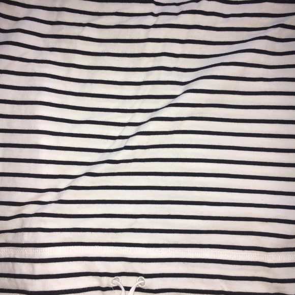 Preowned Talbots Black & White Striped Blouse 3/4 Sleeves Tie Front Bottom S - Picture 6 of 7